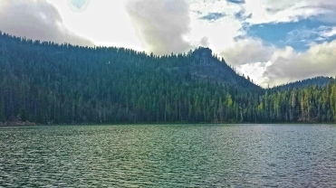 Rosary Lake, Oregon. Still rainy and grey, we continued to use the Darla Module to keep dry at night.