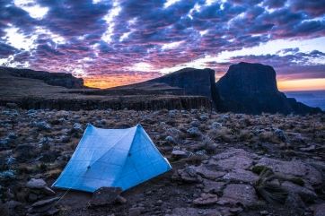 My tarp tent, my home. Drakensberg, Africa.